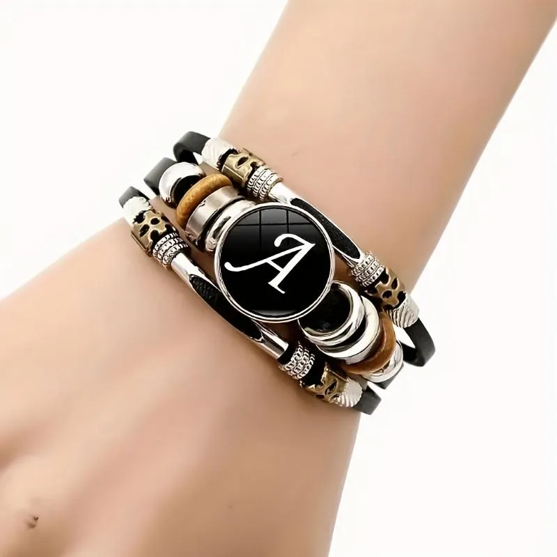 Handmade 26 Letter Leather Bracelet